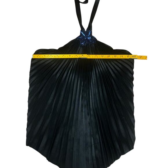 Vintage Cache Evening Y2K Halter Top Black Pleated w/ Sparkle Starfish Size M - Picture 5 of 7